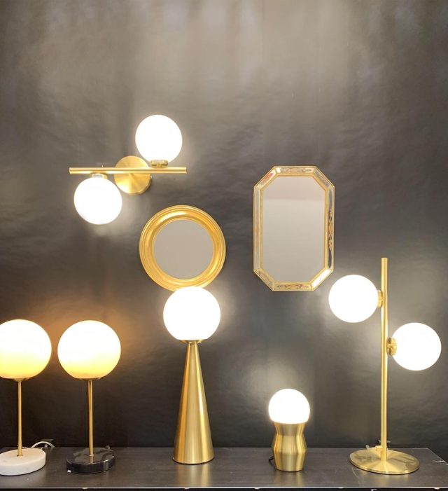 Stehleuchte Edmond Satin 8211 Gold 8211 2 Glühbirnen 8211 Rhb Home Amp Living