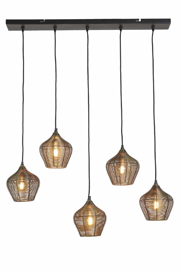 Hängeleuchte 5l 8211 100x20x122cm 8211 Alvaro 8211 Antike Bronze 8211 Rhb Home Amp Living