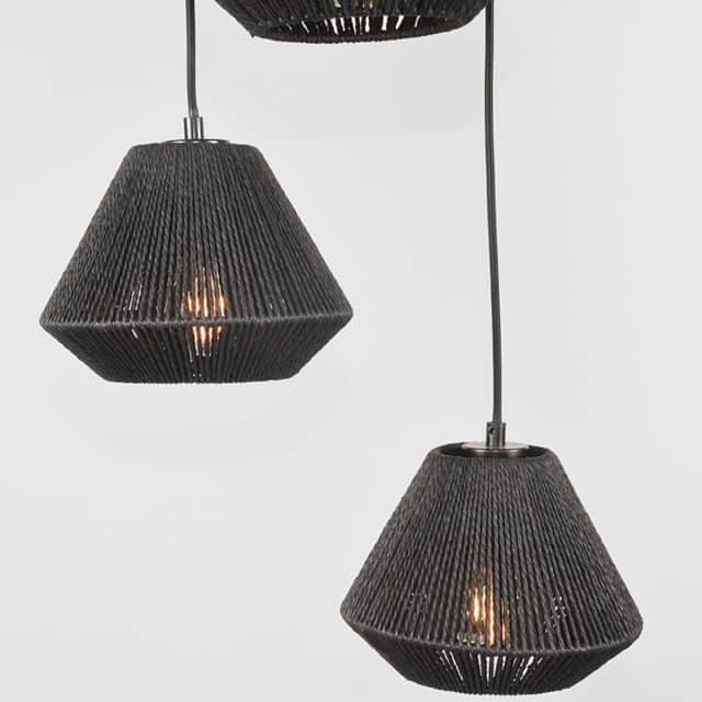 Hängelampe Ibiza 8211 Schwarz 8211 Sackleinen 8211 3 Lichter 8211 Rhb Home Amp Living